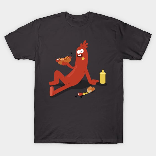 Sausage Eats Hot dog T-Shirt by lamey